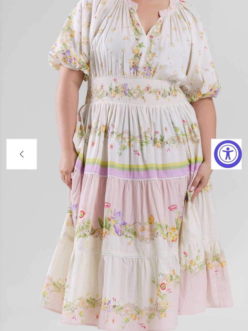 NWT Lilyana 100% Cotton Romantic Floral Tiered Maxi Dress, sz. 2X - Picture 6 of 8